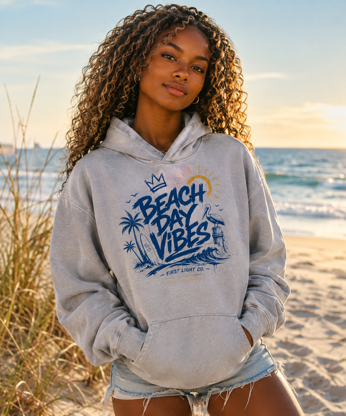 Beach Day Vibe Oversized Hoodie