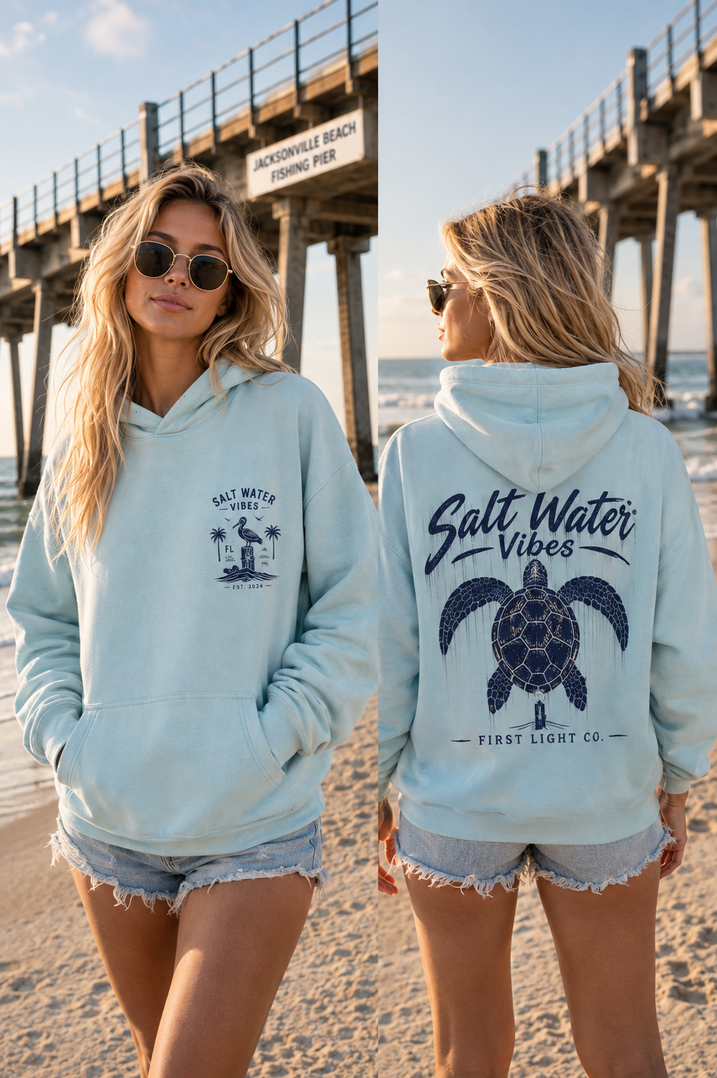 Salt Water Vibes Oversize Fleeced Hoodie